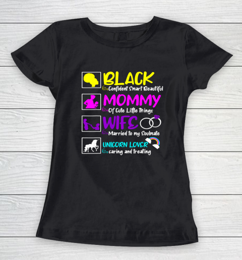 Black Mommy Wife Unicorn Lover Mothers Day Mom Mama Women's T-Shirt
