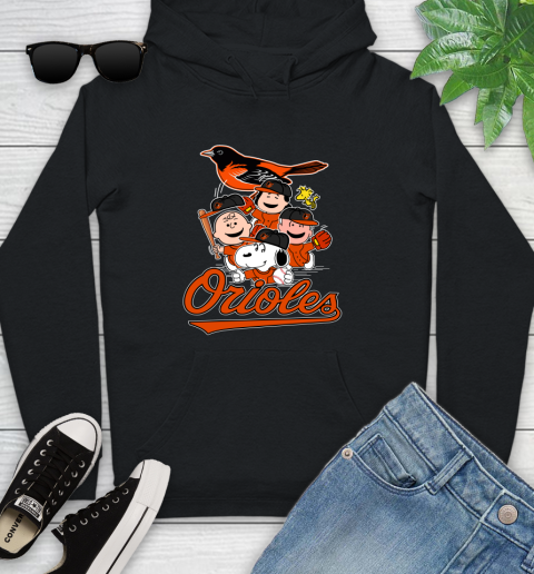 MLB Baltimore Orioles Snoopy Charlie Brown Woodstock The Peanuts Movie Baseball T Shirt_000 Youth Hoodie