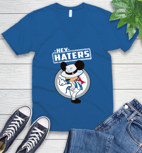 NFL Hey Haters Mickey Football Sports Pittsburgh Steelers V-Neck T-Shirt 5