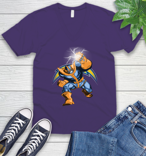 Los Angeles Chargers NFL Football Thanos Avengers Infinity War Marvel V-Neck T-Shirt 9