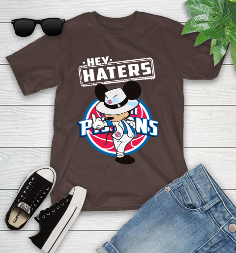 NBA Hey Haters Mickey Basketball Sports Detroit Pistons Youth T-Shirt 7