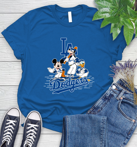 MLB Los Angeles Dodgers Mickey Mouse Donald Duck Goofy Baseball T Shirt Women's T-Shirt 12
