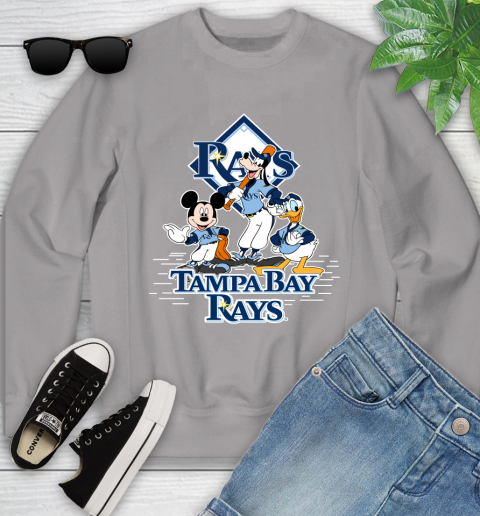 MLB Tampa Bay Rays Mickey Mouse Donald Duck Goofy Baseball T Shirt Youth Sweatshirt 3