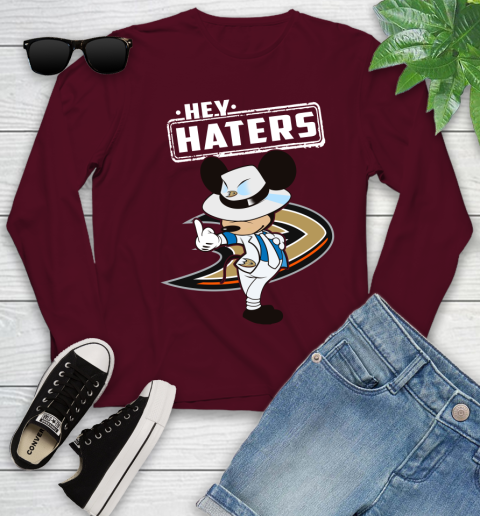 NHL Hey Haters Mickey Hockey Sports Anaheim Ducks Youth Long Sleeve 6