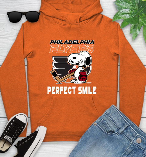 NHL Philadelphia Flyers Snoopy Perfect Smile The Peanuts Movie Hockey T Shirt Youth Hoodie 4