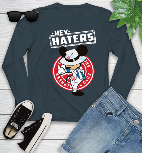 NBA Hey Haters Mickey Basketball Sports Atlanta Hawks Youth Long Sleeve 9