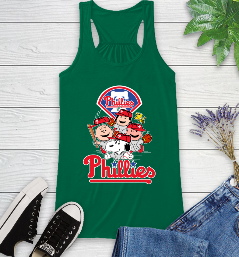 MLB Philadelphia Phillies Snoopy Charlie Brown Woodstock The Peanuts Movie Baseball T Shirt_000 Racerback Tank 6