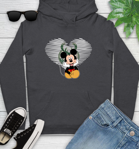 NBA Milwaukee Bucks The Heart Mickey Mouse Disney Basketball Youth Hoodie 8