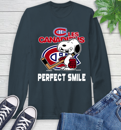 NHL Montreal Canadiens Snoopy Perfect Smile The Peanuts Movie Hockey T Shirt Long Sleeve T-Shirt 9