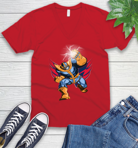 Washington Capitals NHL Hockey Thanos Avengers Infinity War Marvel V-Neck T-Shirt 6
