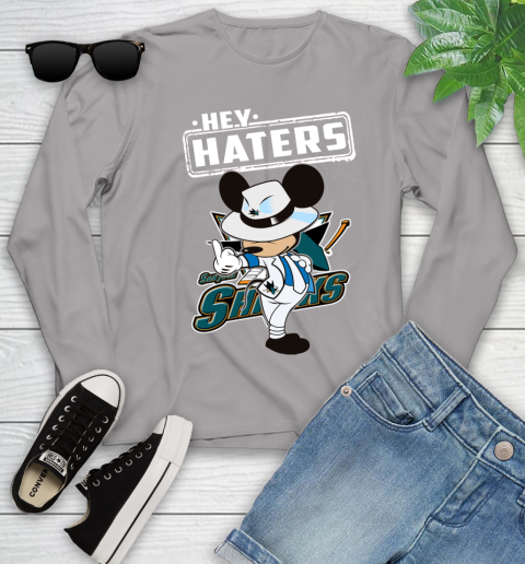 NHL Hey Haters Mickey Hockey Sports San Jose Sharks Youth Long Sleeve 5