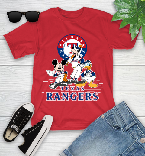 MLB Texas Rangers Mickey Mouse Donald Duck Goofy Baseball T Shirt Youth T-Shirt 13