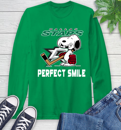 NHL Dallas Stars Snoopy Perfect Smile The Peanuts Movie Hockey T Shirt Long Sleeve T-Shirt 8