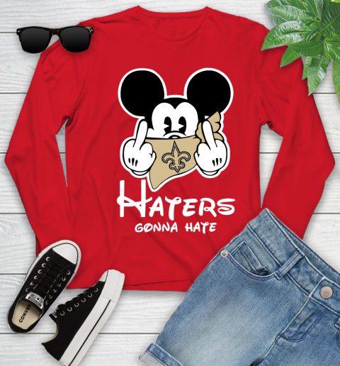 NFL New Orleans Saints Haters Gonna Hate Mickey Mouse Disney Football T Shirt Youth Long Sleeve 11