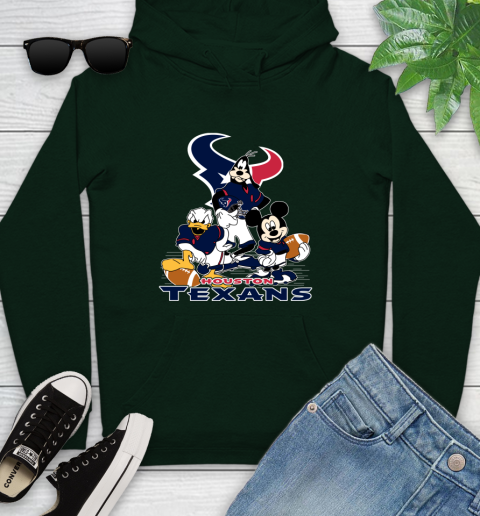 NFL Houston Texans Mickey Mouse Donald Duck Goofy Football Shirt Youth Hoodie 14
