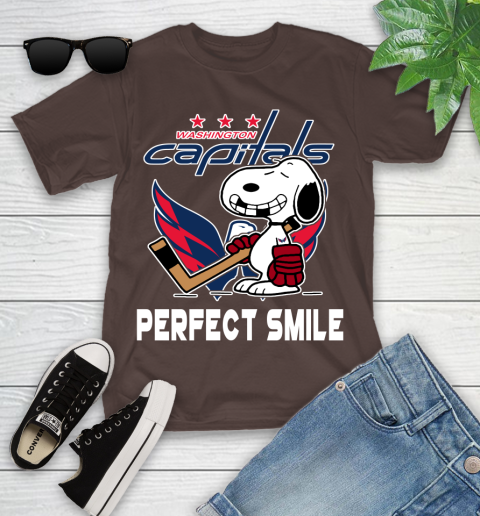 NHL Washington Capitals Snoopy Perfect Smile The Peanuts Movie Hockey T Shirt Youth T-Shirt 7
