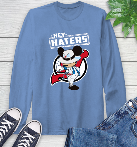 NHL Hey Haters Mickey Hockey Sports New Jersey Devils Long Sleeve T-Shirt 12