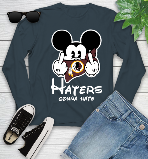 NFL Washington Redskins Haters Gonna Hate Mickey Mouse Disney Football T Shirt Youth Long Sleeve 9