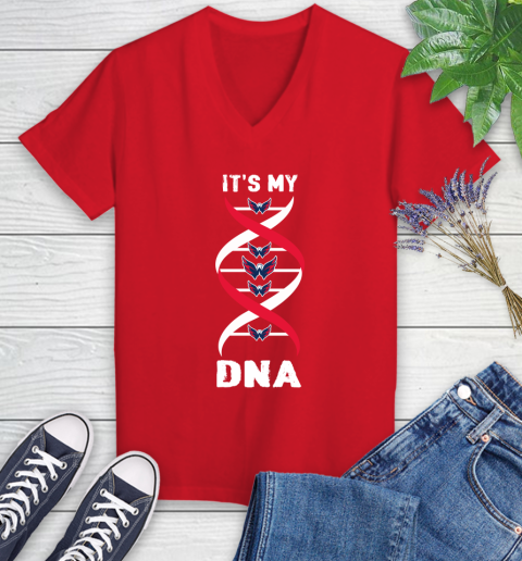 Washington Capitals NHL Hockey It's My DNA Sports Women's V-Neck T-Shirt 11