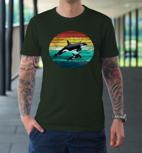 Orca Family Vintage Retro Art Killer Whale Family T-Shirt 3