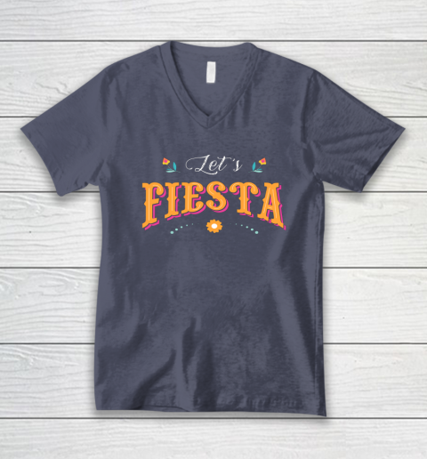 Cinco De Mayo Party Lets Fiesta Mexican Typography V-Neck T-Shirt 6