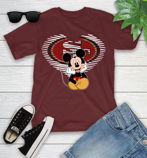 NFL San Francisco 49ers The Heart Mickey Mouse Disney Football T Shirt_000 Youth T-Shirt 14
