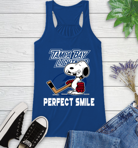 NHL Tampa Bay Lightning Snoopy Perfect Smile The Peanuts Movie Hockey T Shirt Racerback Tank 8