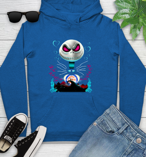 MLB Chicago Cubs Jack Skellington Sally The Nightmare Before Christmas Baseball Youth Hoodie 11