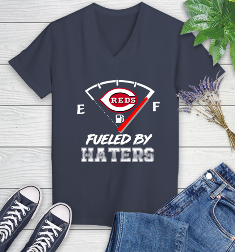 Cincinnati Reds MLB Baseball Fueled By Haters Sports Women's V-Neck T-Shirt 12