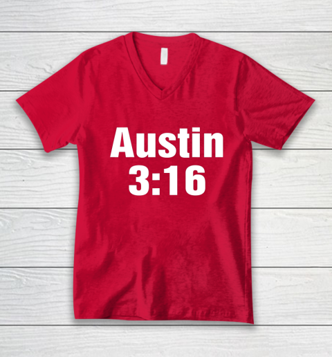 Austin 3 16 Shirt Stone Cold Steve Austin WWE (Print on font and back) V-Neck T-Shirt 5