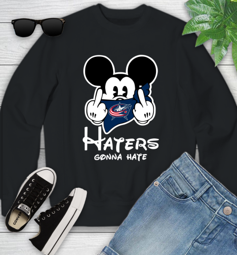NHL Columbus Blue Jackets Haters Gonna Hate Mickey Mouse Disney Hockey T Shirt Youth Sweatshirt