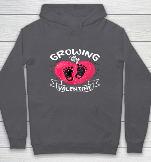 Womens Growing My Valentine literally pregnant shirt Pregnancy Wife Hoodie 4