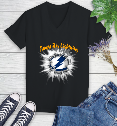 Tampa Bay Lightning NHL Hockey Adoring Fan Rip Sports Women's V-Neck T-Shirt