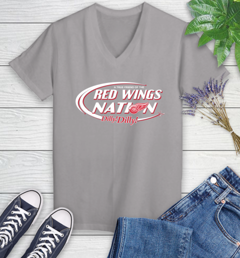 NHL A True Friend Of The Detroit Red Wings Dilly Dilly Hockey Sports Women's V-Neck T-Shirt 4