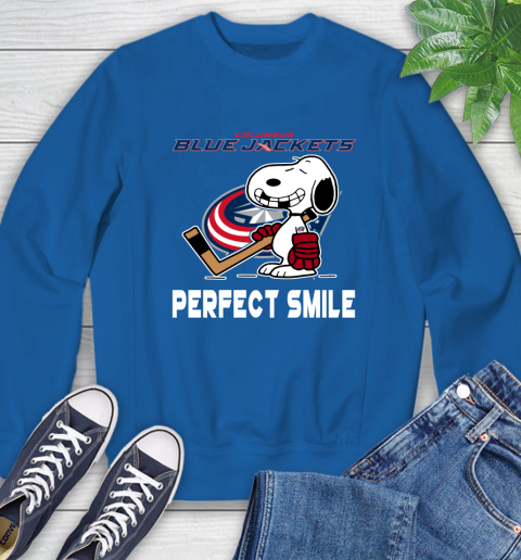NHL Columbus Blue Jackets Snoopy Perfect Smile The Peanuts Movie Hockey T Shirt Sweatshirt 9