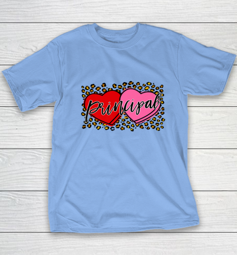 Leopard Candy Heart Principal Valentine Day Principal V Day Youth T-Shirt 5