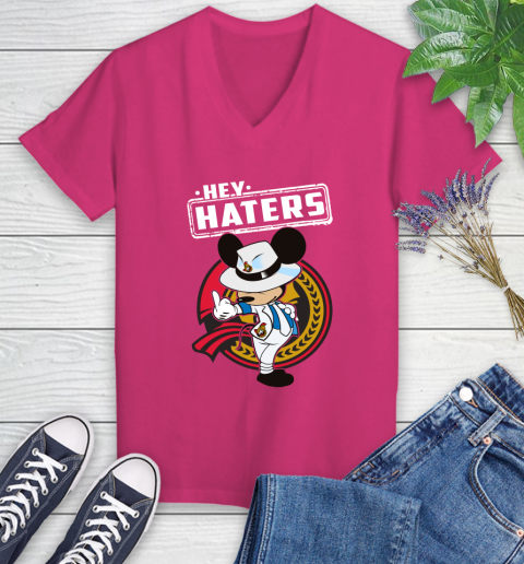 NHL Hey Haters Mickey Hockey Sports Ottawa Senators Women's V-Neck T-Shirt 9