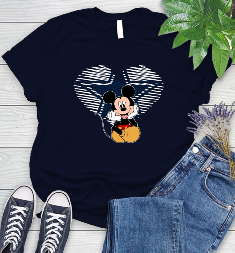 NFL Dallas Cowboys The Heart Mickey Mouse Disney Football T Shirt_000 Women's T-Shirt 2