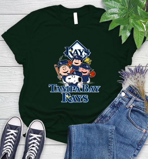 MLB Tampa Bay Rays Snoopy Charlie Brown Woodstock The Peanuts Movie Baseball T Shirt Women's T-Shirt 6