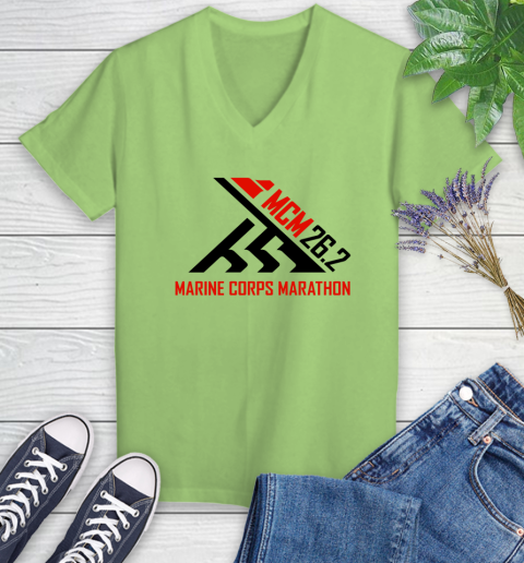 2018 Marine Corps Marathon Women's V-Neck T-Shirt 6