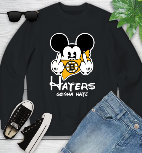 NHL Boston Bruins Haters Gonna Hate Mickey Mouse Disney Hockey T Shirt Youth Sweatshirt