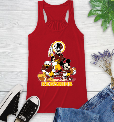 NFL Washington Redskins Mickey Mouse Donald Duck Goofy Football Shirt Racerback Tank 5
