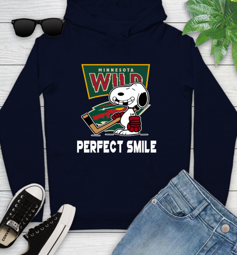 NHL Minnesota Wild Snoopy Perfect Smile The Peanuts Movie Hockey T Shirt Youth Hoodie 3