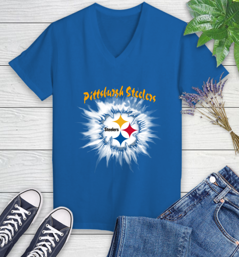 Pittsburgh Steelers NFL Football Adoring Fan Rip Sports Women's V-Neck T-Shirt 10