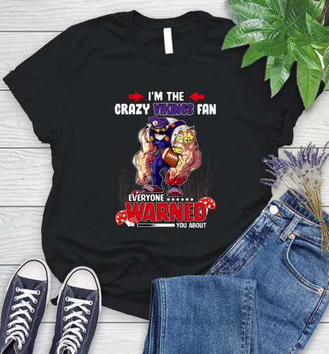 Minnesota Vikings NFL Football Mario I'm The Crazy Fan Everyone Warned You About Women's T-Shirt