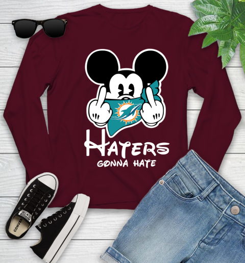 NFL Miami Dolphins Haters Gonna Hate Mickey Mouse Disney Football T Shirt Youth Long Sleeve 6