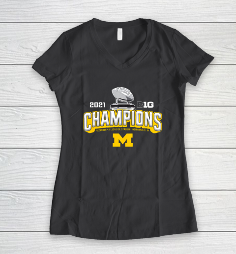 Michigan Big Ten 2021 East Division Champions Women's V-Neck T-Shirt 4