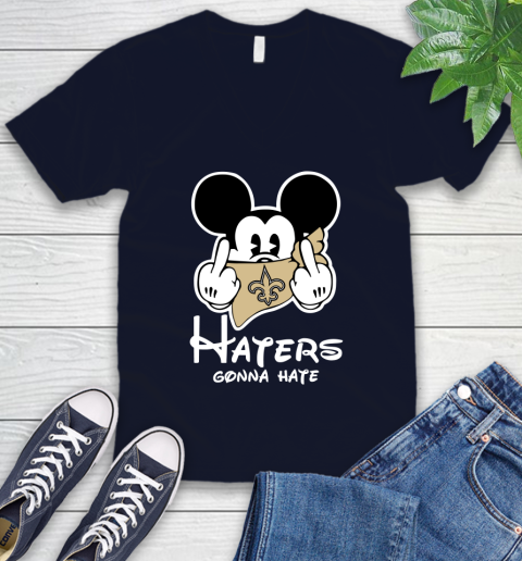 NFL New Orleans Saints Haters Gonna Hate Mickey Mouse Disney Football T Shirt V-Neck T-Shirt 2