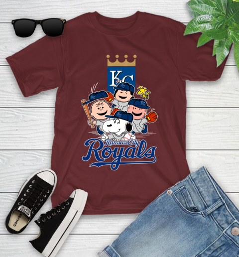 MLB Kansas City Royals Snoopy Charlie Brown Woodstock The Peanuts Movie Baseball T Shirt_000 Youth T-Shirt 14