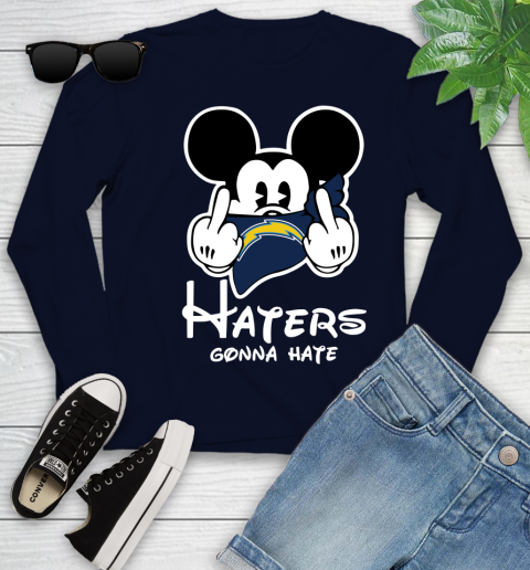 NFL Los Angeles Chargers Haters Gonna Hate Mickey Mouse Disney Football T Shirt Youth Long Sleeve 2